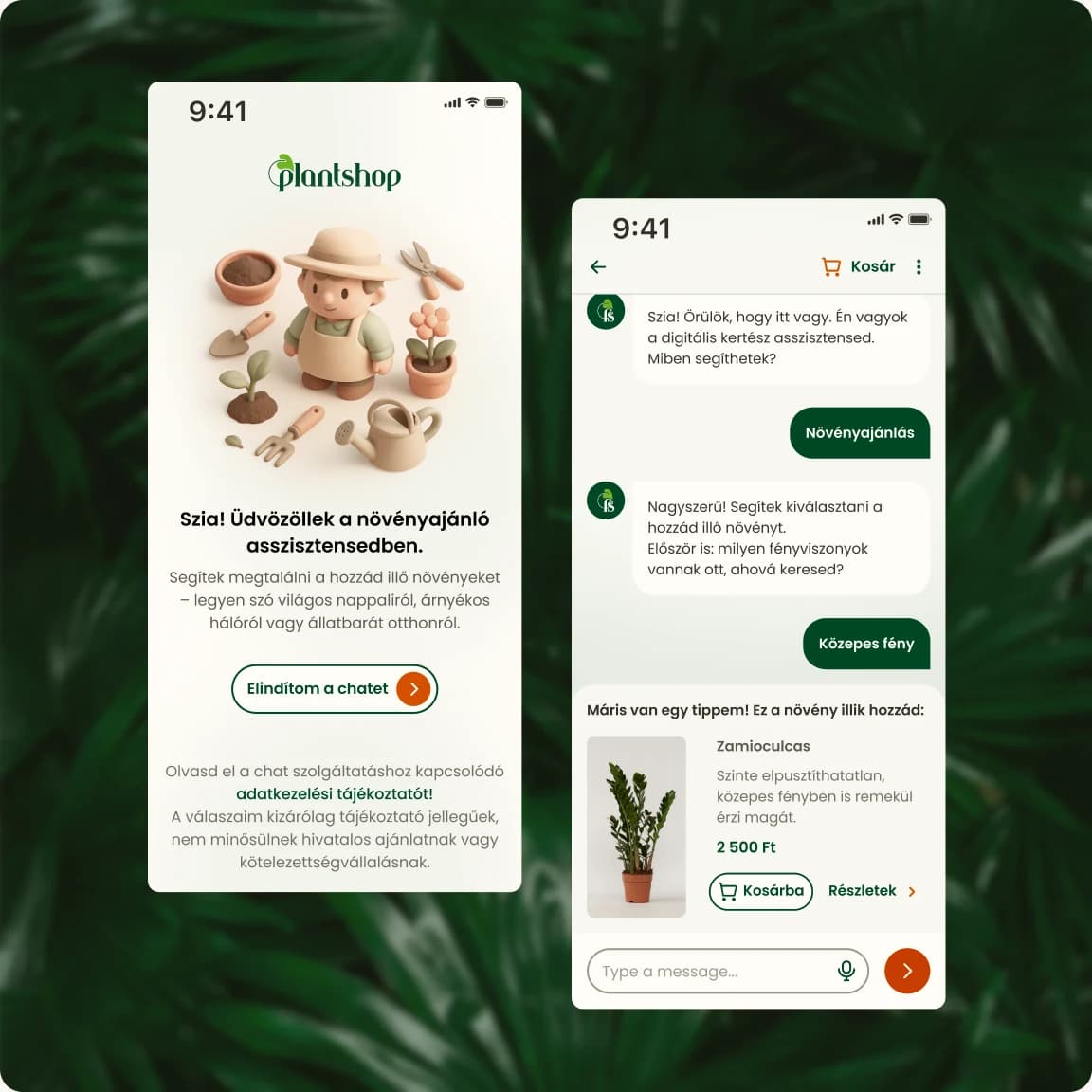 The Plantart AI Plant Shopper assistant on mobile