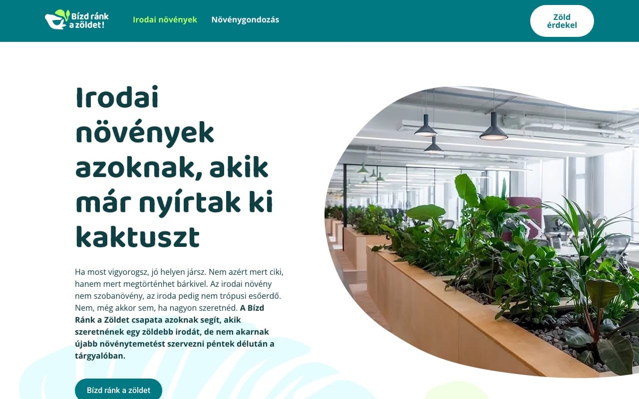 A Bízd Ránk a Zöldet weboldala