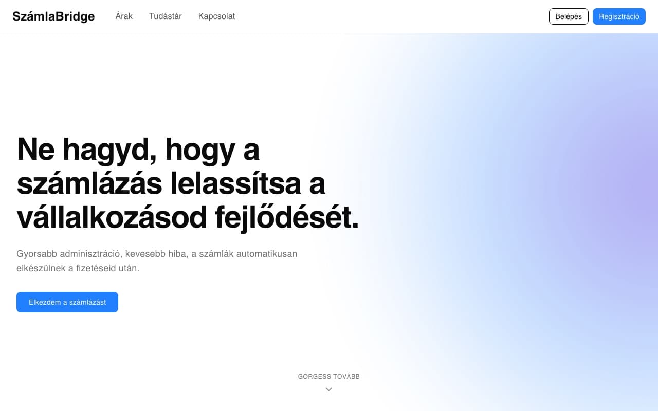 A SzámlaBridge weboldala