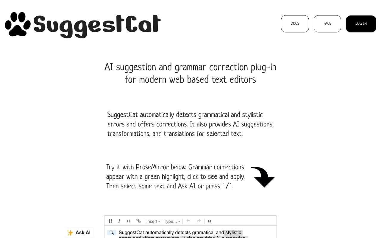 The SuggestCat website
